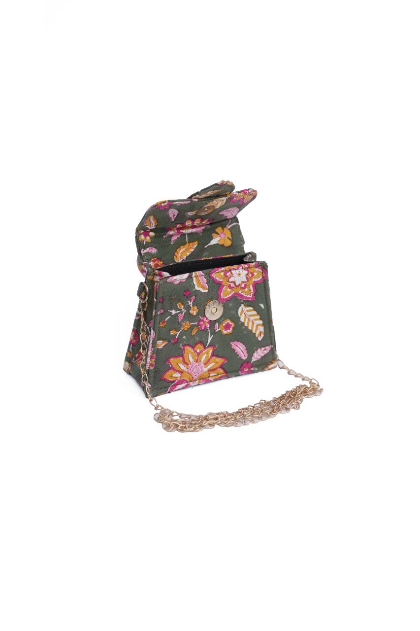 Tropical Green Blockprinted Chiq Bag